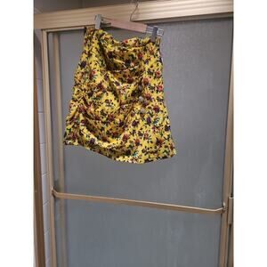 Yellow Zara Medium NWT New Floral Crystal Purple Buttons Roses Skirt Orange